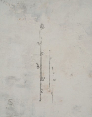 Peinture intitulée "tre-germogli-46x38.…" par Silvia Leveroni Calvi, Œuvre d'art originale