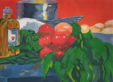 Desenho intitulada "Mesa de legumes" por Silviane Moon, Obras de arte originais