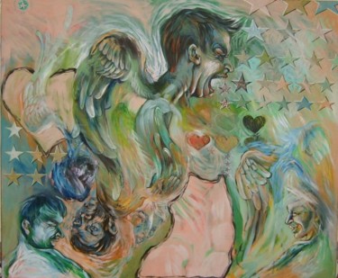 Painting titled "Angel screaming" by Silvia-Alexandra Pintilie, Original Artwork