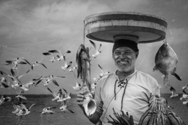 Digital Arts titled "Happy Fisherman" by Silvija Treice, Original Artwork, Photo Montage