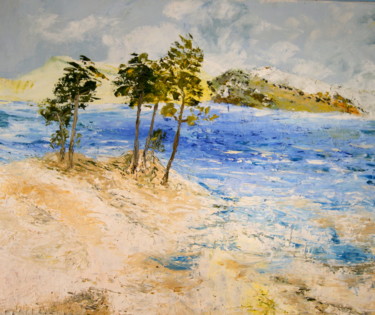 Painting titled "vue sur mer" by Silvino De Macedo, Original Artwork, Oil