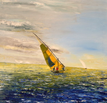Pintura titulada "balade sur mer" por Silvino De Macedo, Obra de arte original, Oleo
