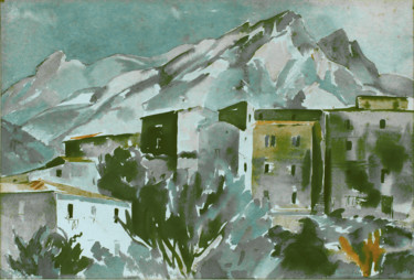Pittura intitolato "Alpi Apuane" da Silvio Consadori, Opera d'arte originale, Acquarello