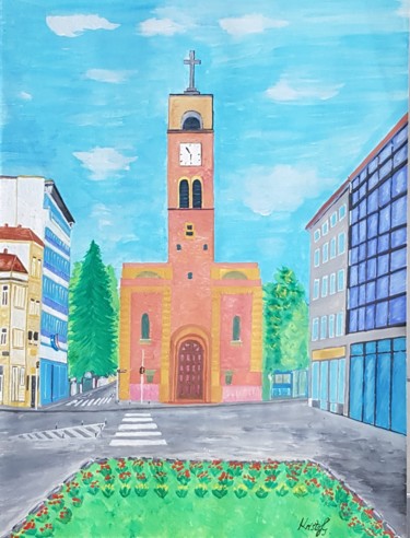 Crkva Sveti Petar-Church of St. Peter Painting titled "Crkva Sveti Petar-C…" by Kristof, Original Art, Tempera