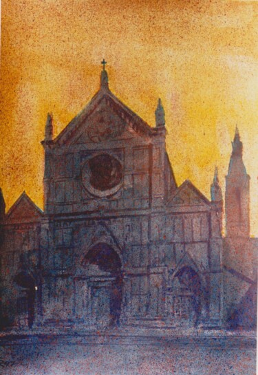 Pittura intitolato "Firenze - Chiesa di…" da Silvio Ricci, Opera d'arte originale, Acquarello