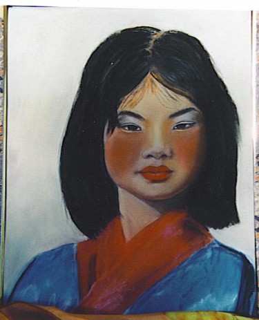 Peinture intitulée "Japonaise" par Sim13, Œuvre d'art originale, Huile