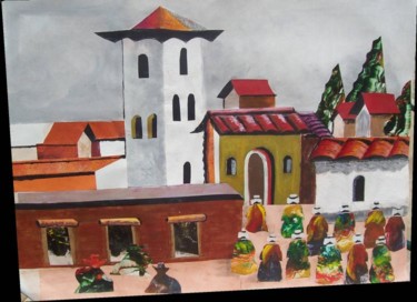 Peinture intitulée "Village péruvien" par Sim13, Œuvre d'art originale, Huile