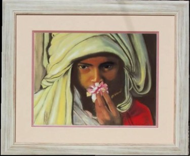 Peinture intitulée "L'enfant à la Rose…" par Sim13, Œuvre d'art originale, Huile