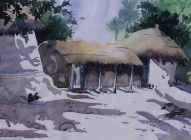 Painting titled "Landscape - 015" by Sima Arts Gallery, Original Artwork, Watercolor