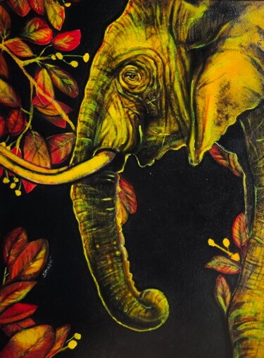 Malerei mit dem Titel "elephant" von Sima Bart, Original-Kunstwerk, Acryl