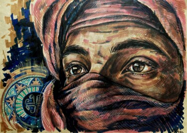 Painting titled "Алжирец" by Svetlana Kuzina (Skuz), Original Artwork, Marker