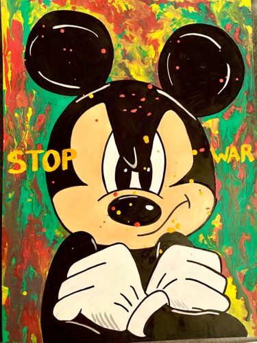 Malerei mit dem Titel "Mickey Mouse Stop W…" von Simart, Original-Kunstwerk, Acryl