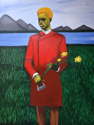 Картина под названием "Owonibi" - Simeon Nwoko, Подлинное произведение искусства, Акрил