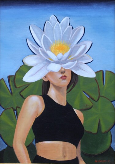Malarstwo zatytułowany „Water lillie” autorstwa Συμεών Βαριάς, Oryginalna praca, Olej