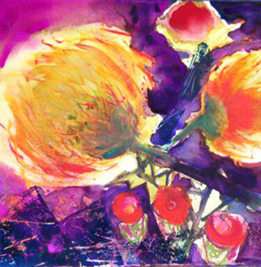 Peinture intitulée "Protea" par Simler, Œuvre d'art originale, Aquarelle