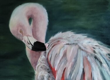 Malerei mit dem Titel "Flamingo oil" von Simo Oil Art Simona, Original-Kunstwerk, Öl