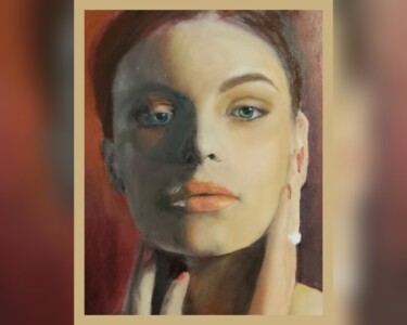 Painting titled "Women make-up face" by Simo Oil Art Simona, Original Artwork, Oil