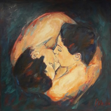 Peinture intitulée "Il bacio" par Simona Bernardini, Œuvre d'art originale
