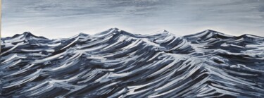 Painting titled "Mer" by Simon Algayon, Original Artwork, Acrylic Mounted on Wood Panel