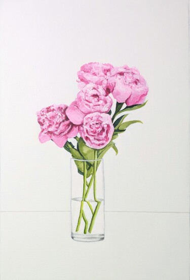 Painting titled "Fleurs" by Simon Algayon, Original Artwork, Acrylic Mounted on Wood Panel