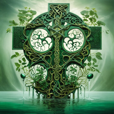 Arts numériques intitulée "Celtic organism" par Simon Dara, Œuvre d'art originale, Image générée par l'IA