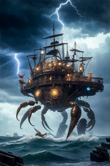 Digital Arts titled "Steamer crab #1" by Simon Dara, Original Artwork, AI generated image