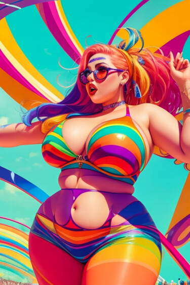 Digitale Kunst getiteld "Colourful Joy" door Simon Dara, Origineel Kunstwerk, AI gegenereerde afbeelding
