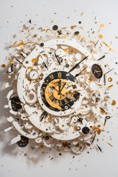 Arts numériques intitulée "Exploded time #1" par Simon Dara, Œuvre d'art originale, Image générée par l'IA