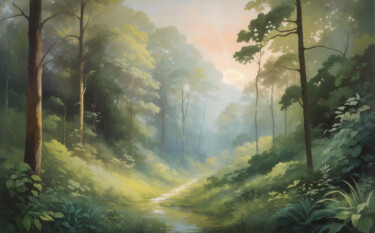 Arte digitale intitolato "Forest of Avun" da Simon Dara, Opera d'arte originale, Immagine generata dall'IA