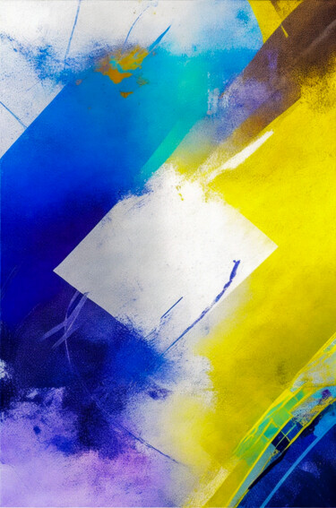Digital Arts titled "Yellow and blue" by Simon Dara, Original Artwork, AI generated image