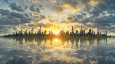 Digital Arts titled "Cityscape #5" by Simon Dara, Original Artwork, AI generated image