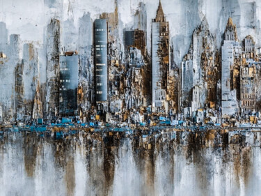 Digitale Kunst getiteld "Cityscape #13" door Simon Dara, Origineel Kunstwerk, AI gegenereerde afbeelding