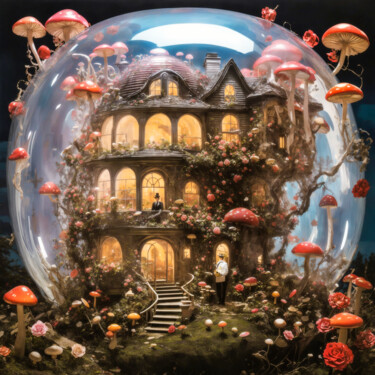 Digital Arts titled "A house with mush r…" by Simon Dara, Original Artwork, AI generated image