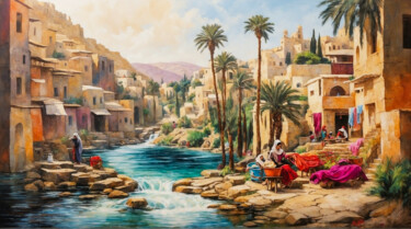 Digital Arts titled "Palestine oasis #1" by Simon Dara, Original Artwork, AI generated image
