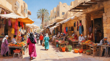 Grafika cyfrowa / sztuka generowana cyfrowo zatytułowany „Palestine market” autorstwa Simon Dara, Oryginalna praca, Obraz ge…