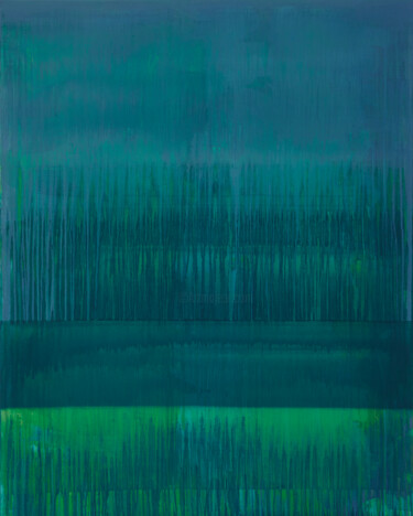 Peinture intitulée "Blue Grey Green" par Simon Findlay, Œuvre d'art originale, Acrylique