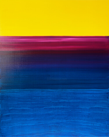 Peinture intitulée "Beach View (Red Yel…" par Simon Findlay, Œuvre d'art originale, Huile