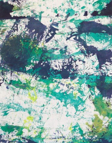 Malerei mit dem Titel "Green Purple Floor" von Simon Findlay, Original-Kunstwerk, Acryl