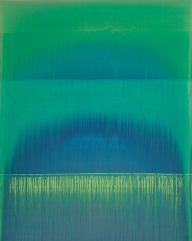 Pintura intitulada "Green Over Blue (Ov…" por Simon Findlay, Obras de arte originais, Acrílico