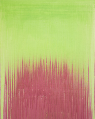 Painting titled "Lime Arc Over Pink…" by Simon Findlay, Original Artwork, Acrylic
