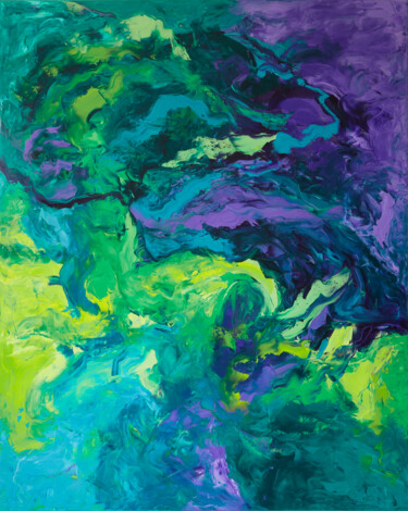 Painting titled "Light Green Dark Pu…" by Simon Findlay, Original Artwork, Oil