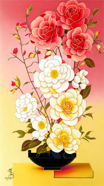 Arte digitale intitolato "camellias" da Simon Levin, Opera d'arte originale, Immagine generata dall'IA