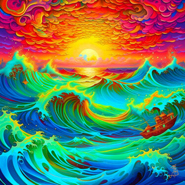 Digital Arts titled "ocean 37712" by Simon Levin, Original Artwork, AI generated image