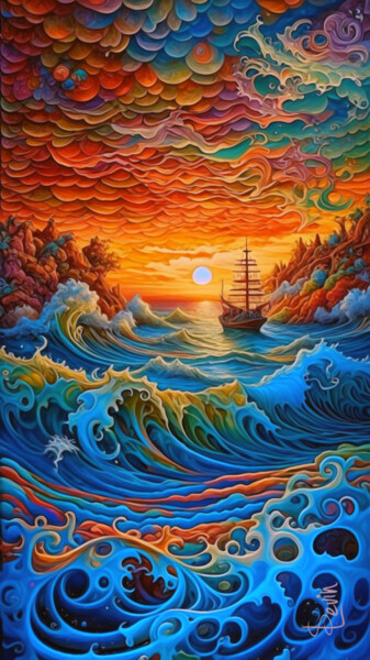 Digital Arts titled "at the wave crests" by Simon Levin, Original Artwork, Digital Painting