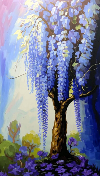 Arte digital titulada "wisteria tree" por Simon Levin, Obra de arte original, Pintura Digital