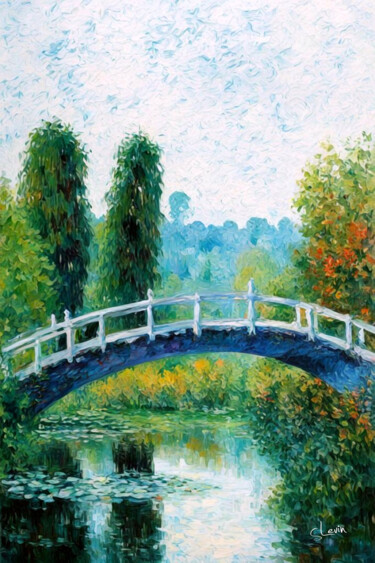 Arte digital titulada "monet japanese brid…" por Simon Levin, Obra de arte original, Pintura Digital