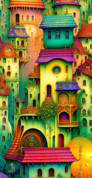 数字艺术 标题为“cityscape 32345” 由Simon Levin, 原创艺术品, 数字油画