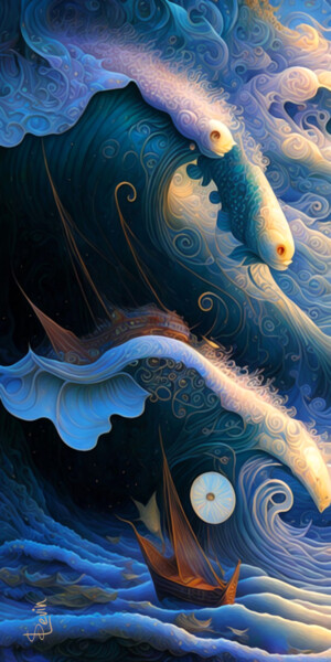 Цифровое искусство под названием "swirling pattern of…" - Simon Levin, Подлинное произведение искусства, Цифровая живопись