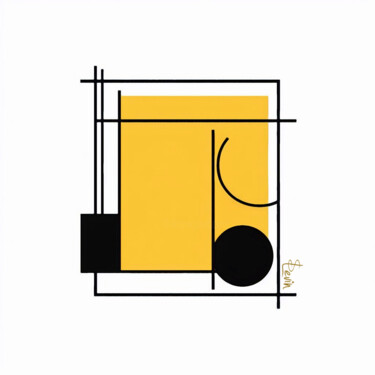 Digitale Kunst mit dem Titel "yellow geometric art" von Simon Levin, Original-Kunstwerk, Digitale Malerei