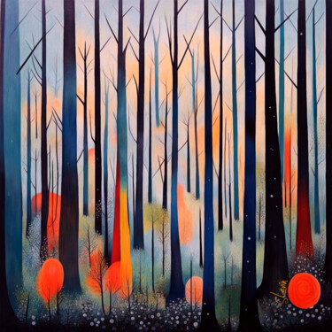 Digital Arts με τίτλο "abstract forest" από Simon Levin, Αυθεντικά έργα τέχνης, Ψηφιακή ζωγραφική